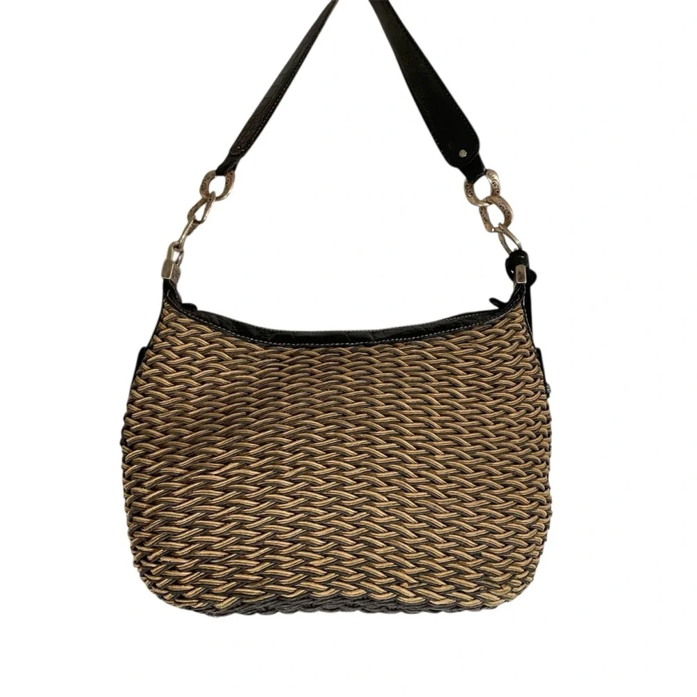 BRIGHTON Vintage Edna Woven Straw Hobo‎ Bag